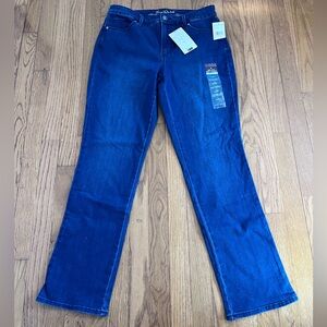 Gloria Vanderbilt Women's Mid Rise Rail Straight Leg Jeans in Deep Blue